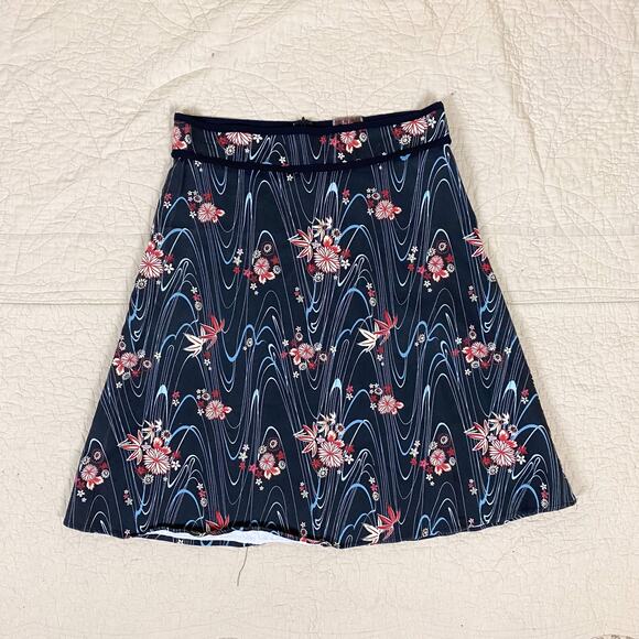 Vintage Floral Midi Skirt Womens Large Fairy Whimsigoth Preppy Artsy Vampy Y2K - Picture 1 of 6